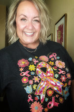 Load image into Gallery viewer, Floral Breast Cancer Tee
