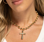 Load image into Gallery viewer, Bold Beaded Cross Necklace
